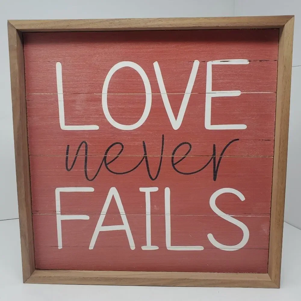 Kendrick Home Love Never Fails Framed Wall Sign New with tags